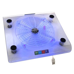 Notebook Cooler Pad w/1 184mm Blue LED Silent Fan (Clear)